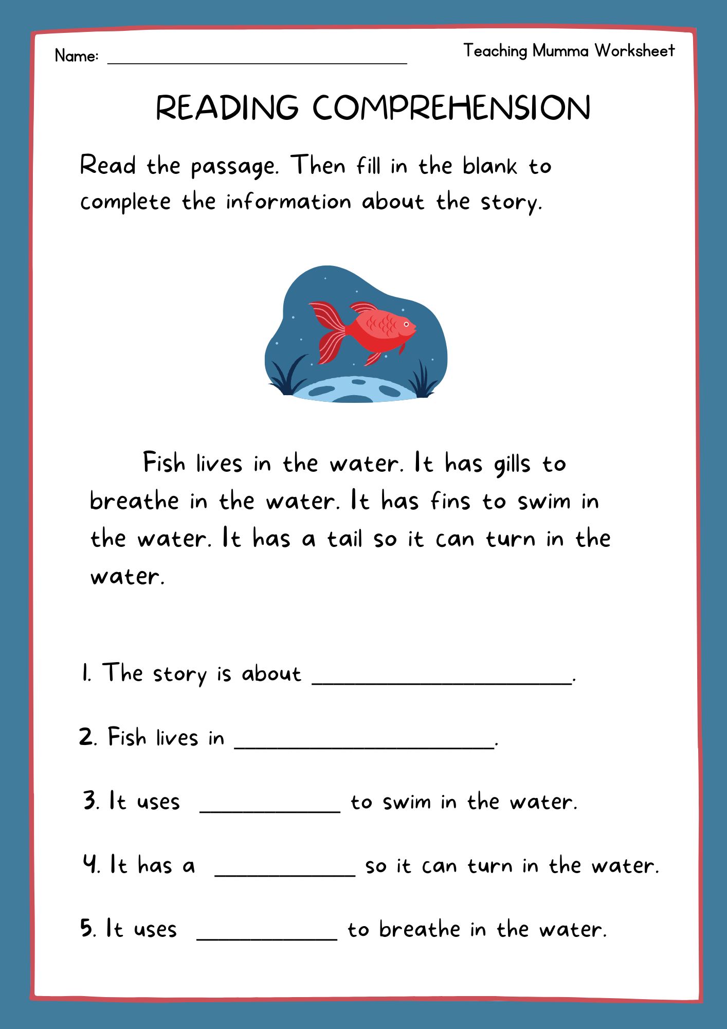 Story Reading Comprehension Worksheet Thumbnail